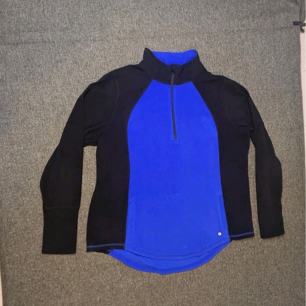Xersion Womens Fleece Athletic Jacket 1/4‎ Zip Lightweight Blue XL Sweatshirt